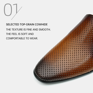 OEM/ODM Custom Men's Flat Cowhide Slip-On Pointed Toe Oxford <b>Shoes</b>-Breathable Waterproof Anti-Slip Office Career Summer Spring - Product Image 2