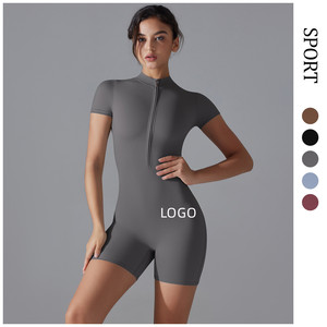 Tuta Intera Sportiva da Donna con Logo Personalizzato, Maniche Corte, <span class=keywords><strong>Leggings</strong></span> Modellanti, Alta Elasticità, per Yoga - Product Image 2