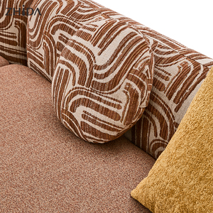 Divani in Legno di Tendenza per Soggiorno, Tipo Separato a 2 Posti, Rivestimento in Tessuto Marrone con Braccioli <span class=keywords><strong>e</strong></span> Schienale Avvolgenti - Product Image 4