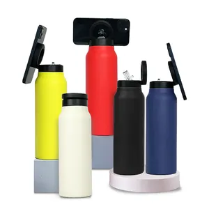 Custom 24oz Insulated Magsafe Water Bottle With Magnetic Lid Straw Magnet Stainless Steel Drink Water Bottle With Phone Holder