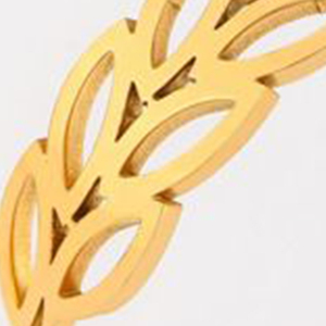 Bracciale in Acciaio Inossidabile Placcato Oro con Motivo a Foglia, Catena alla Moda Unisex, Gioiello Regalo - Product Image 4