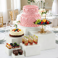Présentoir carré en acrylique blanc, ensemble de 6 pièces, pour gâteaux, desserts et fruits, idéal pour mariages et anniversaires