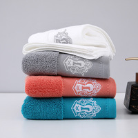FF3888 Luxe Broderie Logo Blanc Hôtel Serviette Personnalisé Maison Salle De Bains 100% Coton Visage Main Serviette De Bain