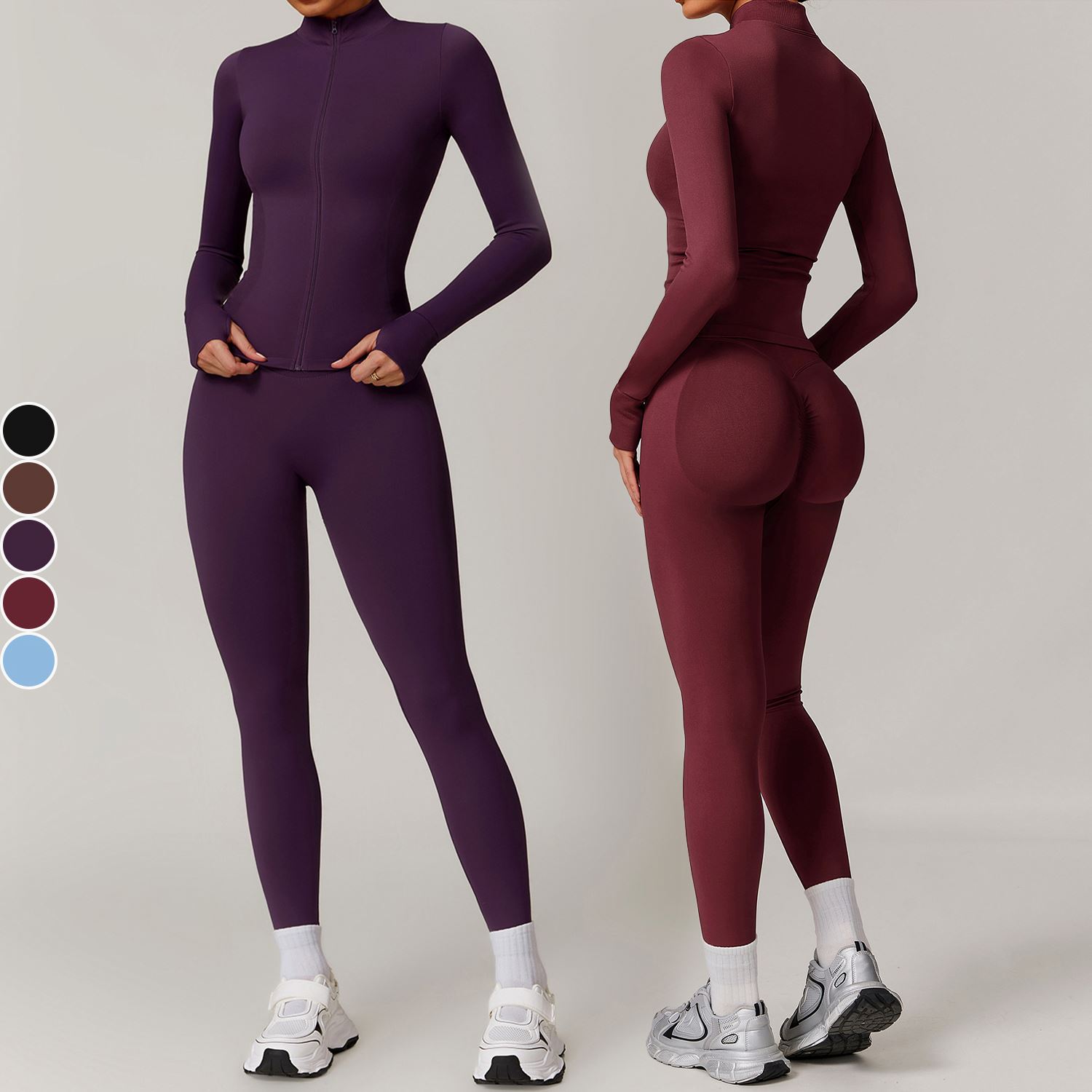 Best High Quality Seamless Sports Running Suit for Women Windproof Slim Warm Top Stand-Up Collar Zipper Quick Drying Plus Size