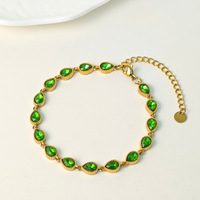 Bracelet en acier inoxydable Novirassine en forme de goutte d'eau, plaqué or 18 carats, zircon, bijoux de mode pour femmes, vente en gros