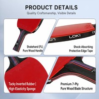Raqueta de Tenis de Mesa LOKI Kirin K4, 7 Capas de Madera de Álamo, Certificación ITTF, Goma para Principiantes, Niños y Estudiantes