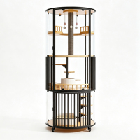 Cage pour chat de luxe extra-large Realm Castle Sky panoramique à 360 degrés en acier, 4ème étage, tout-en-un, avec lit et espace de présentation pour plusieurs chats