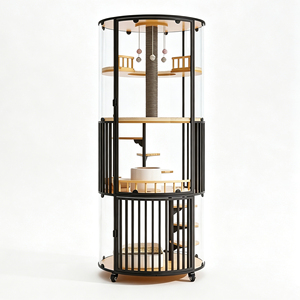 Cage pour chat <span class=keywords><strong>de</strong></span> luxe extra-large Realm Castle Sky panoramique à 360 degrés en acier, 4ème étage, tout-en-un, avec <span class=keywords><strong>lit</strong></span> et espace <span class=keywords><strong>de</strong></span> présentation pour plusieurs chats - Product Image 1