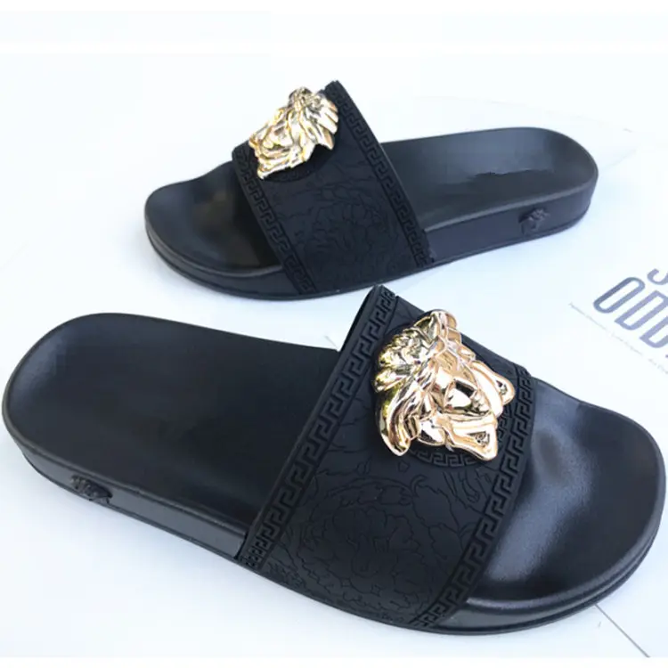 latest women and man platform shoes with head ornament one-piece non-slip beach comfortable casual slippers for man