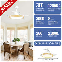 1stshine ventilateur de plafond lumière 42 pouces 110-240v invisible ventilateur de plafond avec lumière et télécommande