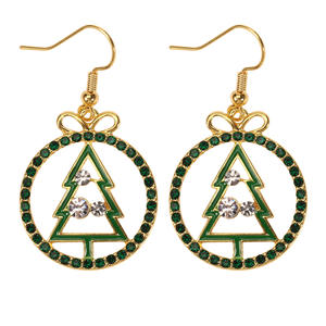 Pendientes Colgantes Navideños con Diseño de Copo de Nieve, Árbol, Estrella, Reno y Bastón de Caramelo, Joyería de Cristal Chapada en Oro para Mujer - Product Image 4