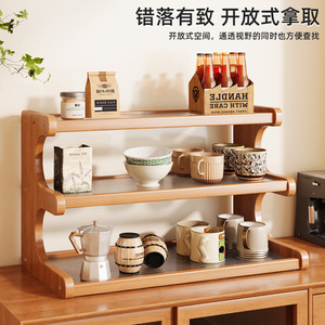 <b>Desktop</b> Cup Storage Rack 3 Tier Wooden Organizer Multipurpose Desk <b>Shelf</b> for Office Home Use - Product Image 2