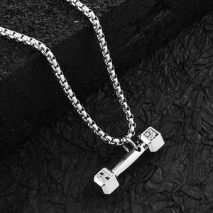 Fashion Fitness Barbell <b>Dumbbell</b> Men Necklace Domineering Titanium Steel Clavicle Couple Pendant Necklace - Product Image 6