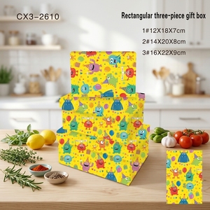 3 stuks rechthoekige papieren geschenkdoos kleurrijke cartoon monster print kartonnen doos voor kinderen verjaardagsfeestje geschenkverpakking - Product Image 5