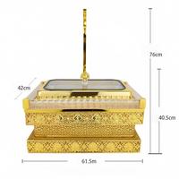 Plat à chafing rectangulaire de luxe 9L doré en acier inoxydable avec éclairage pour buffets, réceptions et événements traiteur