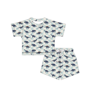 Vêtements pour garçons, vêtements pour enfants, ensemble sportif en fibre de bambou avec logo personnalisé, 2-13 ans, t-shirt et short décontractés d'été, doux et respirant - Product Image 4