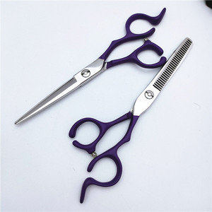 Tijeras de peluquería con mango morado de 6 pulgadas para diestros, para uso en salones de belleza, tipo de hoja estándar - Product Image 5