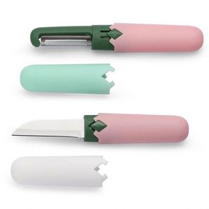 Couteau à éplucher multifonctionnel 2-en-1 en acier inoxydable, éplucheur de fruits et de melons pour la cuisine, éplucheur en métal durable - Product Image 1
