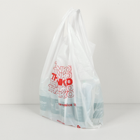 Sacs en plastique PE pour supermarché, type T-shirt, avec poignée, vente en gros d'usine, impression de logo 'Merci'