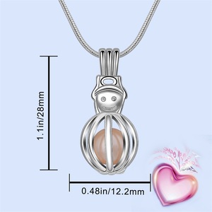 Bạc Giáng Sinh Ngọc Trai Hạt Cage Locket Mặt Dây Chuyền Aroma Essential Oil Diffuser Locket DIY Snowman Necklace - Product Image 4