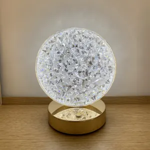 Tricolor Touch Metal Crystal Light Rechargeable Stars Moon Lamp Luxurious Night Light Table Decorations Light