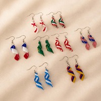 Pendientes Colgantes Patrióticos de Acrílico con Bandera Nacional Personalizada, Pendientes Patrióticos en Espiral Retorcida para Mujer, Joyería al por Mayor OEM ODM