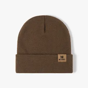 Berretti personalizzati in pelle con toppa personalizzata lavorato a maglia cappello da sci inciso regalo per il cappello Unisex invernale per neonati