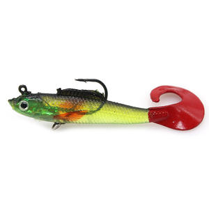 Hunthouse — Kit leurre méné avec tête plombée, appât artificiel de type poisson nageur avec queue souple à boucles, vente en gros, 10cm/9.5g - Product Image 1