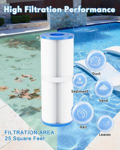 PUREZA Lot de 4 filtres de remplacement pour spa, <span class=keywords><strong>filtre</strong></span> à insérer pour bain à remous, compatible FC-2370 R173429 3005845 17-2327 25392, 25 pieds carrés, 13 po x 5 po - Product Image 3