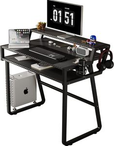 Scrivania da Gaming di Alta Qualità con Luci LED, Tavolo Ergonomico <span class=keywords><strong>per</strong></span> PC con Portabicchieri e Gancio <span class=keywords><strong>per</strong></span> Cuffie, <span class=keywords><strong>per</strong></span> Casa e Ufficio - Product Image 1