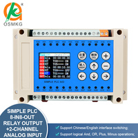 Controlador lógico programable Oshangming Plc Módulo de relé 8 entradas 8 salidas 2 entradas analógicas PLC simple todo en uno