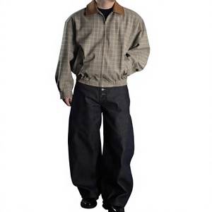 Custom <b>Men's</b> Faux <b>Suede</b> Bomber <b>Jacket</b> Turn Down Collar Cropped Casual Retro Outerwear - Product Image 3