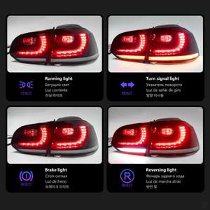 Conjunto de luz trasera VW High 6 GTI modificado R20 LED Streamer modificado para 09-12 Golf 6 ABS lámpara trasera lente roja aplicable trasera - Product Image 5