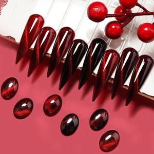Gel UV à paillettes pour ongles, effet œil de chat rouge cerise rubis de Noël, de haute qualité, DIY, à base de résine, non toxique, végétalien et écologique - Product Image 3