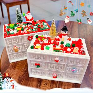 Caja de almacenamiento navideña, organizador de plástico con 9 rejillas, estante decorativo de escritorio para almacenamiento de regalos navideños - Product Image 4