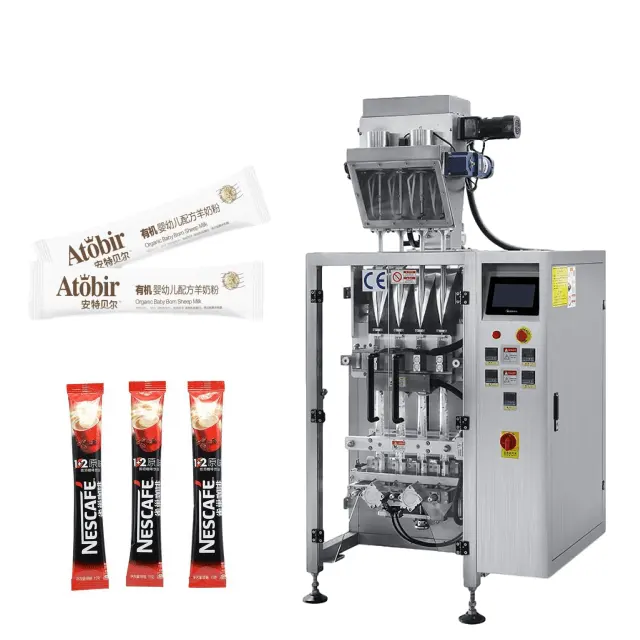 Coffee Powder Sachet Filling Stick Packing Machine Automatic Multi Lane Sugar 3 in 1 Composite Packaging Film Four-side Sealing