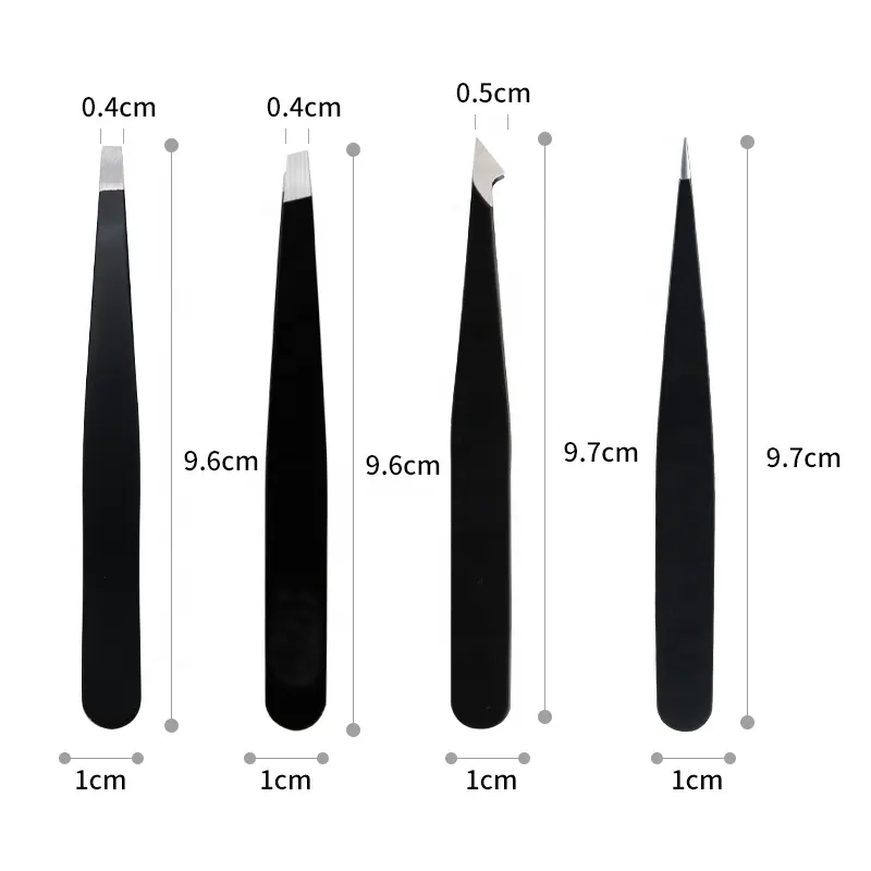 도매 안티 정적 블랙 스틸 스테인레스 포장 화장품 도구 눈썹 속눈썹 뾰족한 핀셋 아름다움
