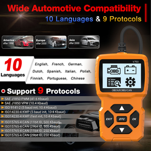 V750 Xe OBD2 <span class=keywords><strong>Code</strong></span> <span class=keywords><strong>Reader</strong></span> Auto Car <span class=keywords><strong>Scan</strong></span> Công Cụ 1 Năm Kiểm Tra Động Cơ Ánh Sáng Điện Áp Công Cụ Chẩn Đoán Cho 12V Xe Ô Tô 1996 (Màu Cam) - Product Image 4