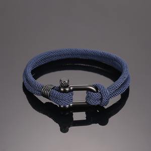 Fabriqué à la main <span class=keywords><strong>noir</strong></span> rouge U-bouton Milano fil plage Bracelet Milan corde nautique corde Bracelet avec manille <span class=keywords><strong>marin</strong></span> Bracelet - Product Image 5