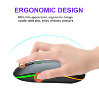 Mouse Nirkabel Isi Ulang RGB LED Pelacakan Optik Desain Ergonomis DPI Dapat Disesuaikan 6 Tombol untuk Gaming Laptop PC Mouse