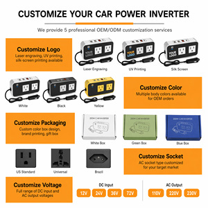 Convertisseur d'alimentation portable pour voiture 200W, DC 12V vers AC 110V, avec chargeur USB PD20W + QC3.0 200W pour ordinateur portable - Product Image 3