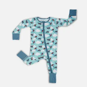Neugeborenes Baby Strampler bedruckt langärmelig Kleinkind-Baby-Jumpsuit fußlose Schlafanzug