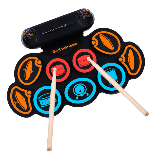 Foldable Electronic Drum Set Usb Roll up Drum Pad Kit 9 Drumpads Built-in Speaker Lithium Battery Power Jazz Game Drum Toy