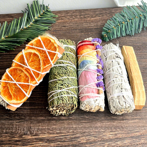 Ensemble d'aromathérapie naturelle aux cristaux de sauge blanche, cèdre et orange, infusé au feu, avec bâtonnets de Palo Santo pour la purification du <span class=keywords><strong>yoga</strong></span> et de la méditation - Product Image 3