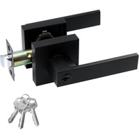 Ensemble de poignées de porte carrées noires mates avec serrure, robuste, pour intérieur et extérieur, chambre et salle de bain, quincaillerie de verrouillage pour la confidentialité