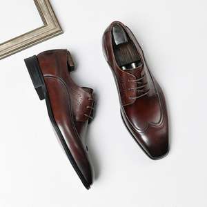 Chaussures d'affaires haut de gamme en cuir véritable souple, style Oxford décontracté et formel, semelle plate antidérapante, lacets, chaussures pour hommes tendance - Product Image 6