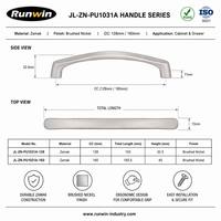 Poignées de meuble en alliage de zinc nickel brossé à design ondulé 128-160 mm pour cuisine, armoire et chambre à coucher