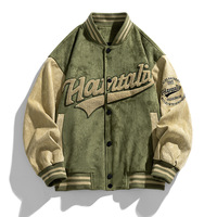 Chamois Broderie Hommes Varsity Veste Lâche Casual Vintage Baseball Vestes pour Hommes