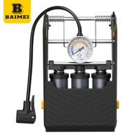 Pompe à air portable pour vélo à pédale en acier haute pression, gonfleur de pneus de voiture à triple cylindre, mini pompe pour VTT et vélo de route