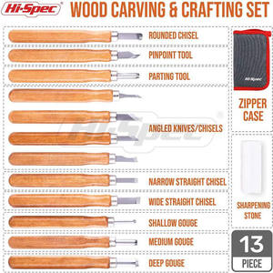 Ensemble de couteaux à découper Hi-Spec 13 pièces Ximeng Sk2, outils de sculpture sur bois, acier à haute teneur en carbone, bord droit, diamètre du manche 14 mm - Product Image 4